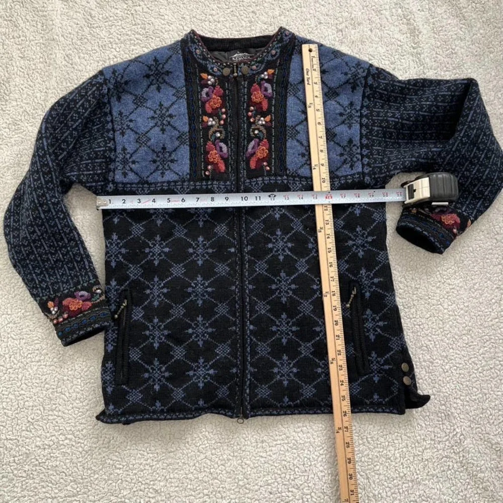 Vintage Icelandic Design Nordic Knit Jacket Heavy Cardigan Women Size Medium